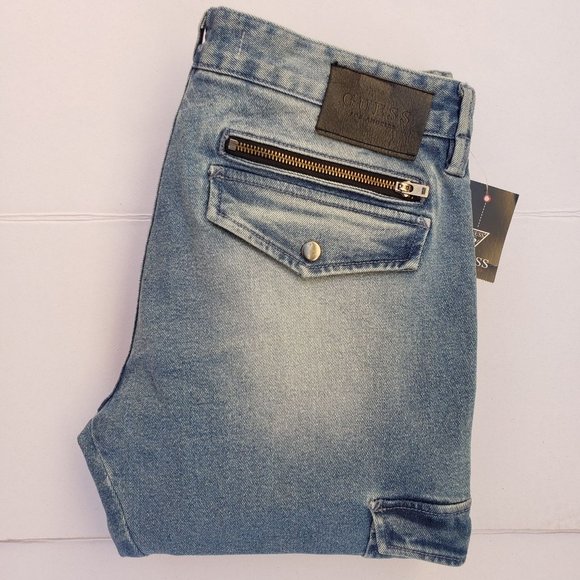 New GUESS Men's Slim Tapered Zip Cargo Jeans sz 32 - Picture 2 of 9